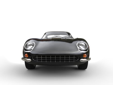 Black classic sports car - front view - isolated on white background photo