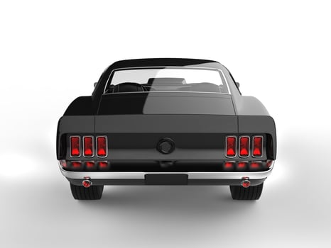 Awesome black muscle car - back view photo