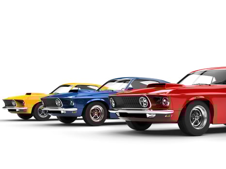 Muscle cars in primary colors photo