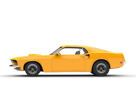 Awesome yellow muscle car - side view photo