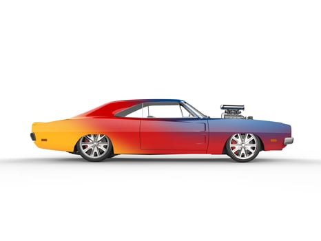 Colorful vintage muscle car - side view photo