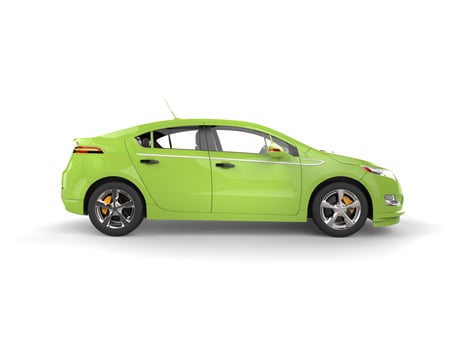 Modern business green electric car - side view photo