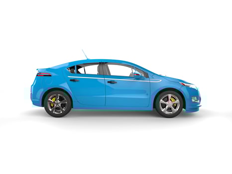 Modern business blue electric car - side view photo
