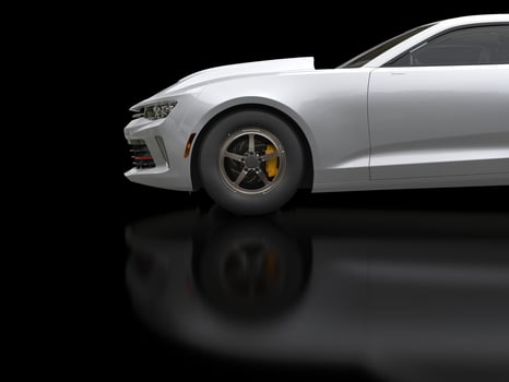 Cool silver muscle car - cut shot - 3D Illustration photo