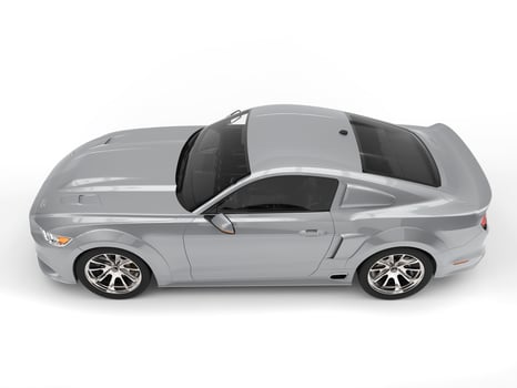 Super silver urban muscle car - side view photo
