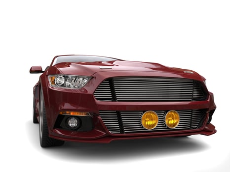 Metallic burgundy muscle car - closuep shot photo