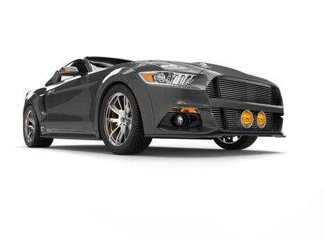 Dark silver modern muscle car - low angle shot photo