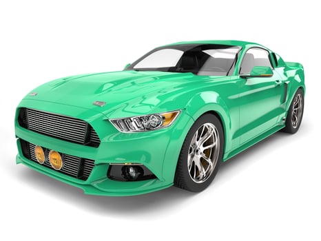 Fun aquamarine urban muscle car photo