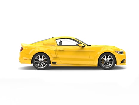 Sun yellow modern urban car - side view photo