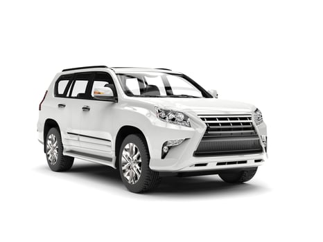 Shiny white modern SUV - studio shot photo