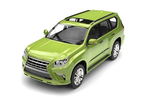 Crazy metallic green modern SUV photo