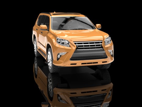 Gold metallic modern SUV - in black showroom photo