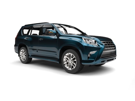 Gleaming pearlescent blue modern SUV photo