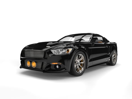 Black shiny new urban muscle car photo