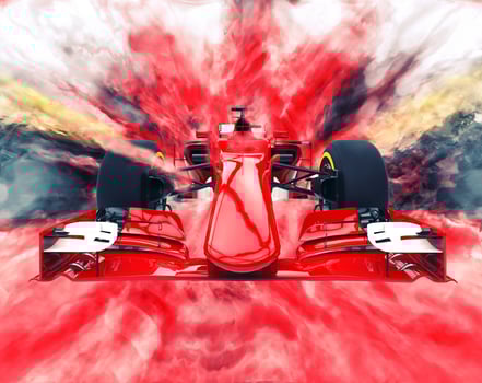 Red formula car - color explosion photo