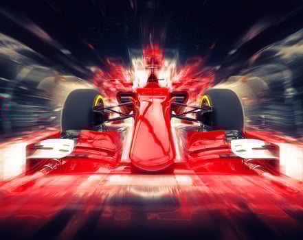 Red formula car - colorful super zoom effect photo