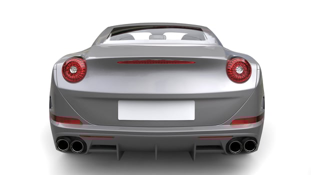 Ash metallic gray sports car - back view photo