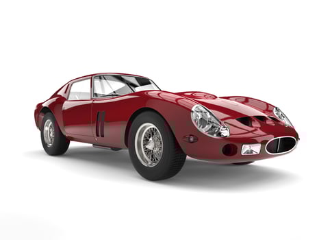 Dark crimson fast vintage race car photo