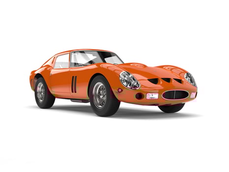 Dark mandarin orange vintage race car photo