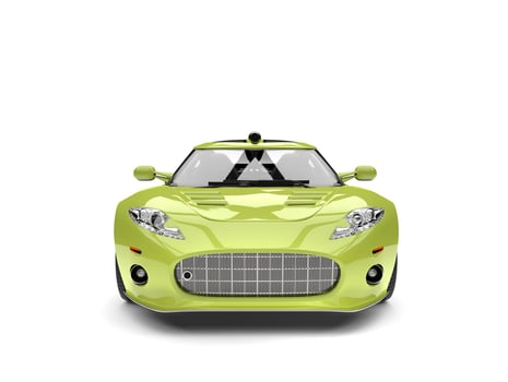 Fluorescent green modern super sports car - front view photo
