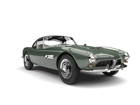 Dark pastel green vintage race car photo