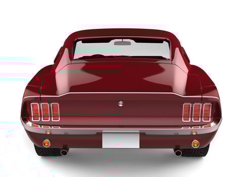 Amazing American vintage muscle car - cherry red - back view photo