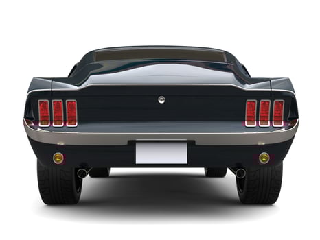 Deep dark blue American vintage muscle car - back view photo