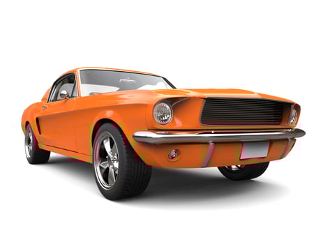 Beautiful orange vintage American muscle car photo