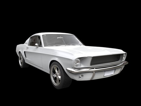 Clear white vintage American muscle car photo