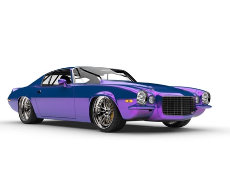Shimmering metallic purple American vintage car photo