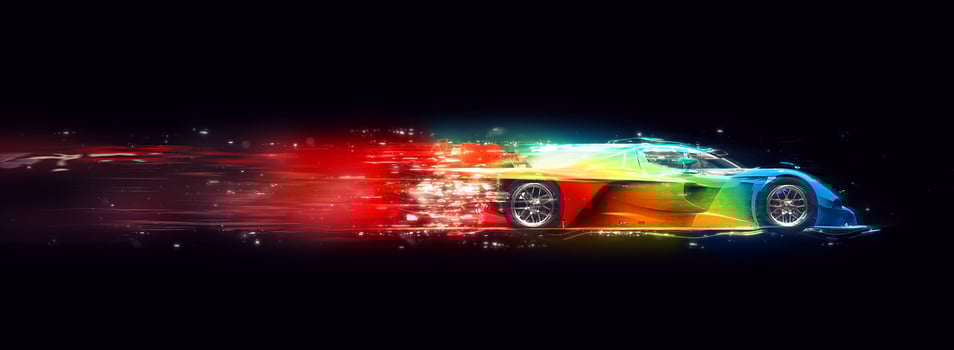 Awesome colorful super fast race car - cosmic trails effect photo
