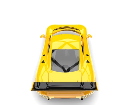 Beautiful yellow modern sport supercar - top down view photo