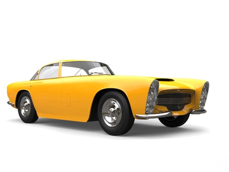 Bright yellow vintage muscle concept car photo
