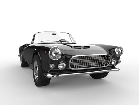 Cool black vintage convertible sports car - coseup shot photo