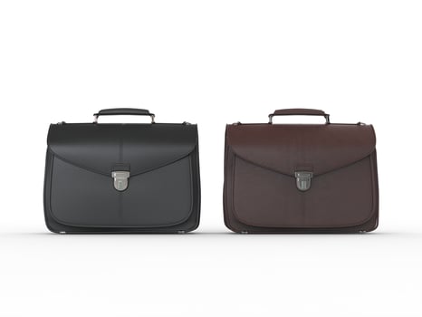 Two classic leather briefcases - black and brown photo