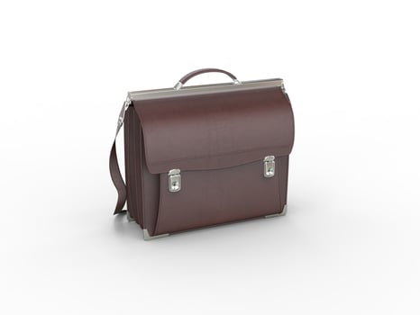 Brown briefcase - isolated on white background photo