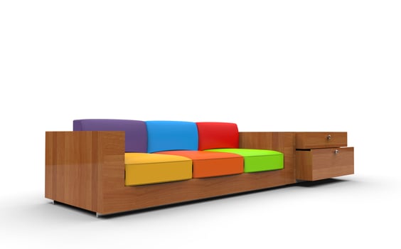 Bright Colored Wooden Sofa photo