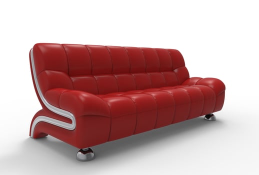 Bright Red Leather Sofa photo