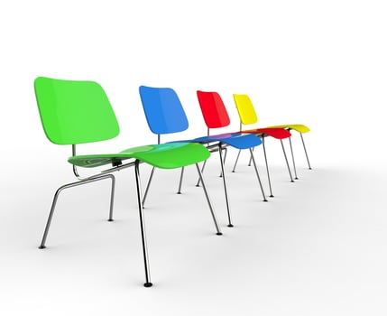 Row Of Colorful Modern Office Chairs photo