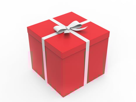 Pretty red box with white bow - hioliday present photo