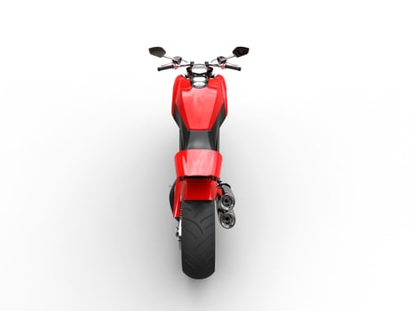 Red sports bike - studio lighting - top back view - isolated on white photo