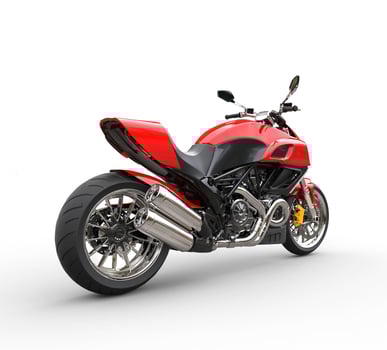 Red sports bike - studio lighting - back view photo