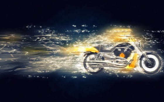 Yellow heavy bike stardust illustration photo