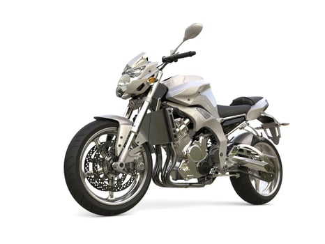 Super silver modern sports bike - beauty shot photo