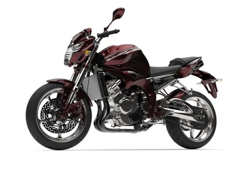 Beautiful metallic dark red modern sports motorcycle - beauty shot photo
