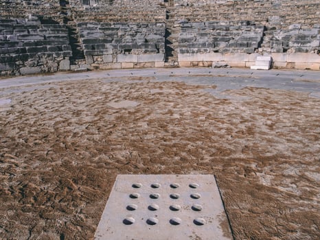 The ancient theatre in Philippi, Greece - the stage photo