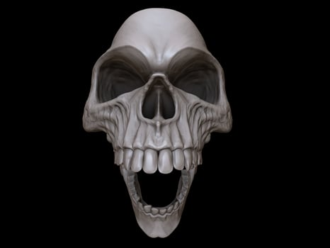 Crazy screaming skull - clay photo