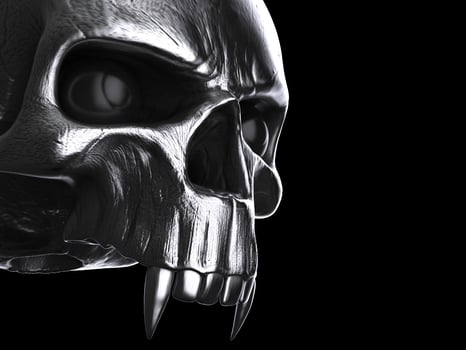 Black metal vampire skull - no lower jaw photo