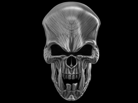 Metal angry orc skull with big sharp tusks photo