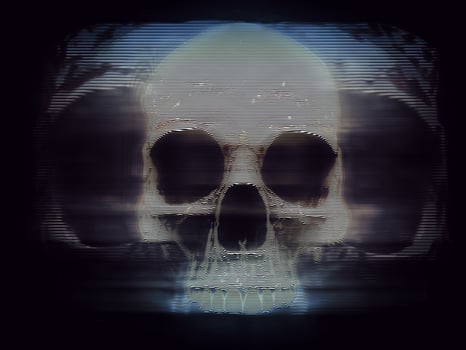 Vintage screen hologram of a skull photo